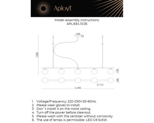 Подвесной светильник Sylwia APL.634.13.05 Aployt