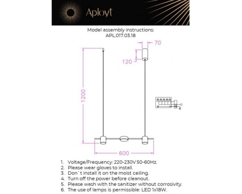 Подвесной светильник Frania APL.017.03.18 Aployt