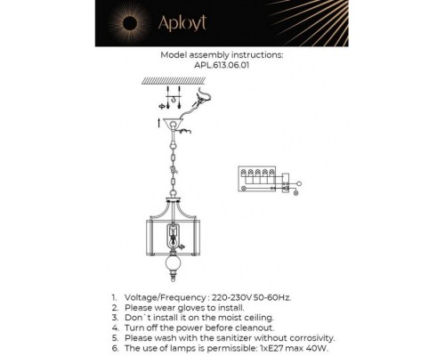 Подвесная люстра Korin APL.613.06.01 Aployt