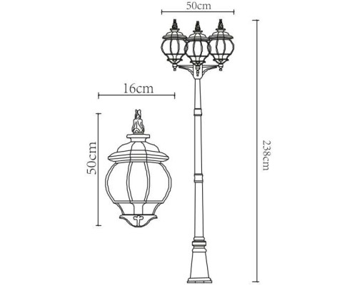 Наземный фонарь Atlanta A1047PA-3BN Arte Lamp