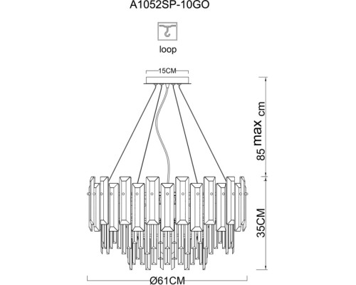 Подвесная люстра Nicoletta A1052SP-10GO Arte Lamp