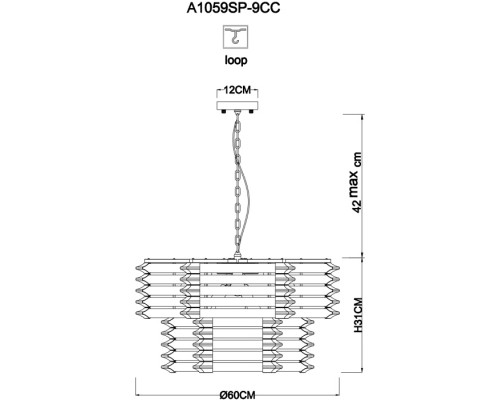 Подвесная люстра Caravaggio A1059SP-9CC Arte Lamp