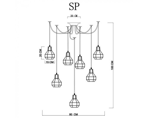 Подвесной светильник Spider A1109SP-7BK Arte Lamp