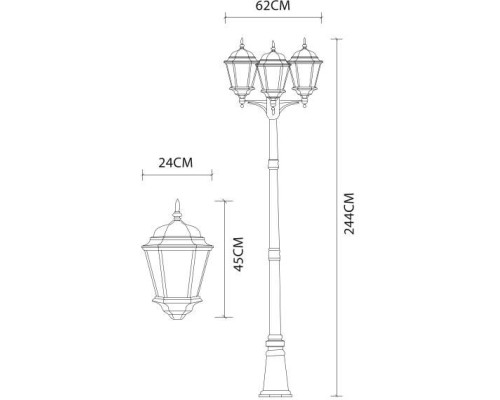 Наземный фонарь Genova A1207PA-3BN Arte Lamp