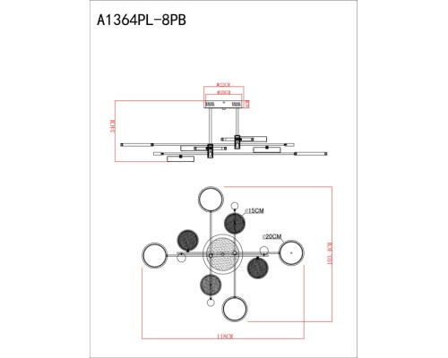 Потолочная люстра Holly A1364PL-8PB Arte Lamp