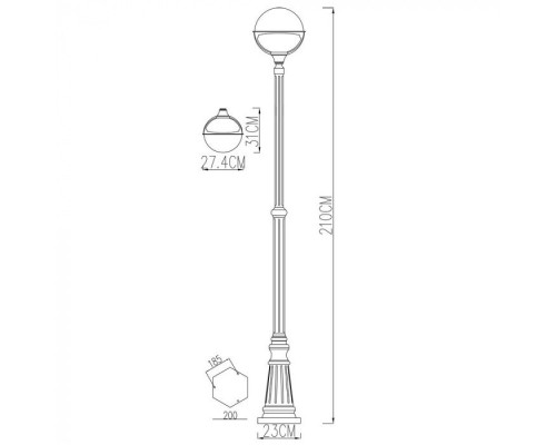 Наземный фонарь Monaco A1497PA-1BK Arte Lamp