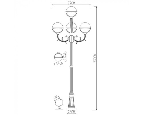 Наземный фонарь Monaco A1497PA-4BK Arte Lamp