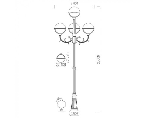 Наземный фонарь Monaco A1497PA-4WG Arte Lamp