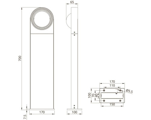 Наземный светильник San Francisco A1831PA-1BK Arte Lamp