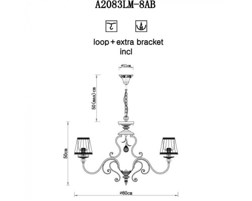 Подвесная люстра Charm A2083LM-8AB Arte Lamp