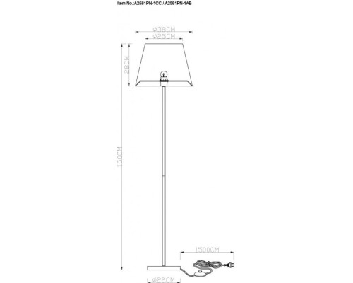 Торшер Elba A2581PN-1CC Arte Lamp