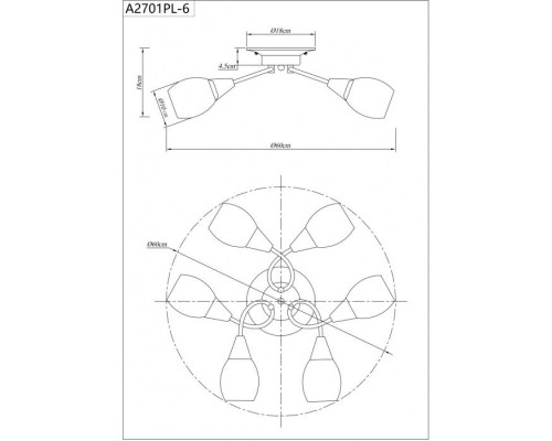Потолочная люстра Penny A2701PL-6CC Arte Lamp