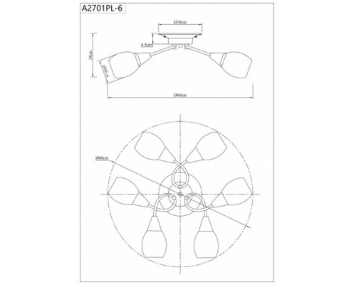 Потолочная люстра Penny A2701PL-6WG Arte Lamp