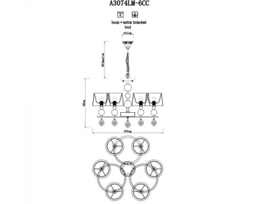 Подвесная люстра Promessa A3074LM-6CC Arte Lamp