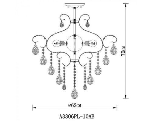 Потолочная люстра Vitoria A3306PL-10AB Arte Lamp