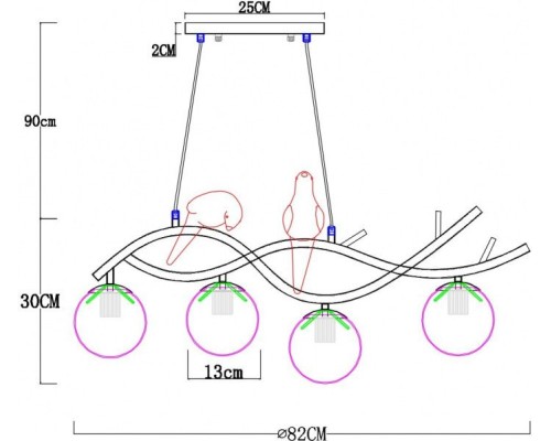 Подвесной светильник Eltanin A3422SP-4GO Arte Lamp