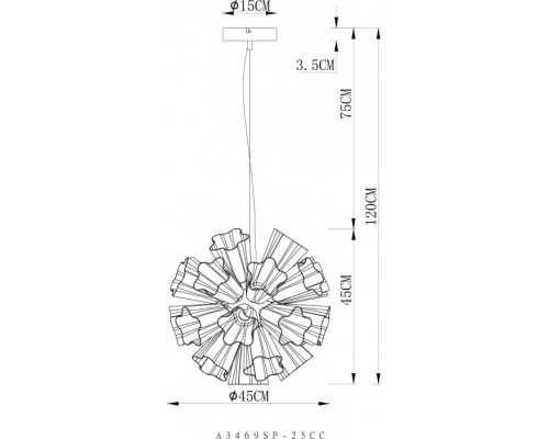 Подвесная люстра Canzone A3469SP-25CC Arte Lamp