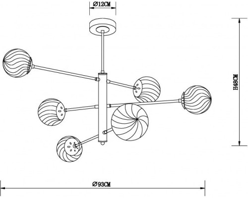 Потолочная люстра Segin A3566PL-6BK Arte Lamp