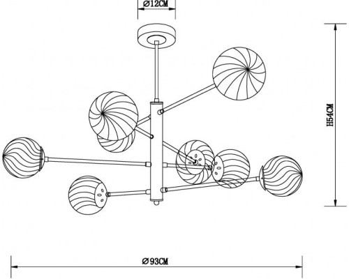 Потолочная люстра Segin A3566PL-8BK Arte Lamp