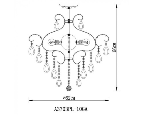 Потолочная люстра Silvia A3703PL-10GA Arte Lamp