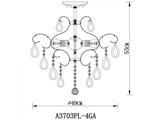 Потолочная люстра Silvia A3703PL-4GA Arte Lamp