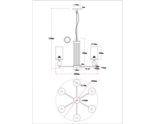 Подвесная люстра Matar A4027LM-6PB Arte Lamp