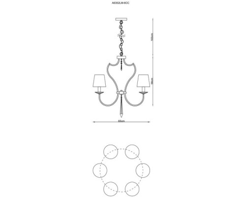 Подвесная люстра Andrea A6352LM-6CC Arte Lamp