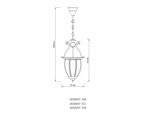 Подвесной светильник Rimini A6509SP-3CC Arte Lamp