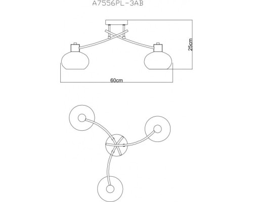 Потолочная люстра Latona A7556PL-3AB Arte Lamp