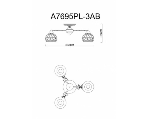 Потолочная люстра Malina A7695PL-3AB Arte Lamp