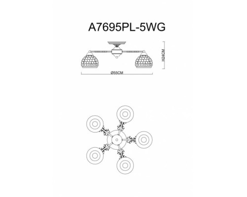Потолочная люстра Malina A7695PL-5WG Arte Lamp
