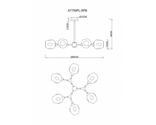 Потолочная люстра Yuka A7759PL-6PB Arte Lamp