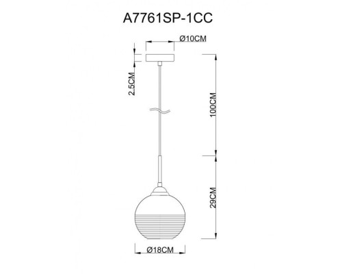 Подвесной светильник Wave A7761SP-1CC Arte Lamp