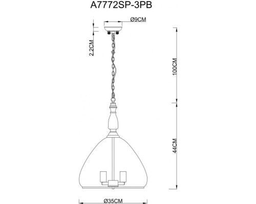 Подвесная люстра Bell A7772SP-3PB Arte Lamp