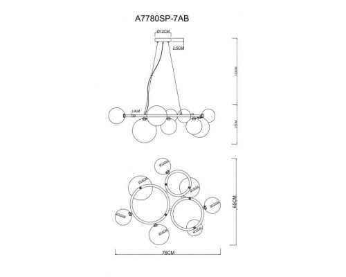 Подвесная люстра Albus A7780SP-7AB Arte Lamp