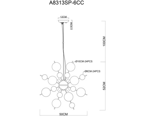 Подвесная люстра Molecule A8313SP-6CC Arte Lamp