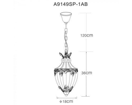 Подвесной светильник Brocca A9149SP-1AB Arte Lamp