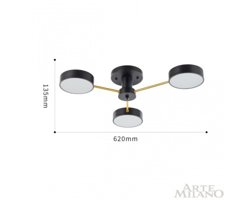 Потолочная люстра Ferrara 252006/3 Bk/Bk Arte Milano