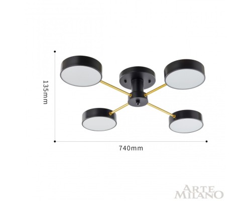 Потолочная люстра Ferrara 252006/4 Bk/Bk Arte Milano