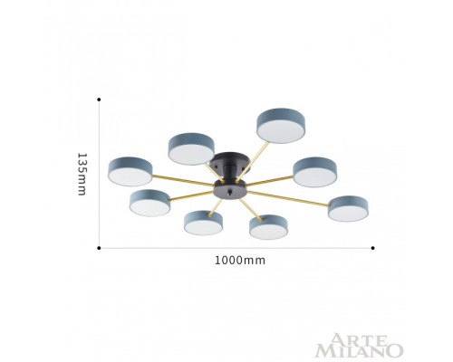 Потолочная люстра Ferrara 252006/8 Bk/Gr Arte Milano