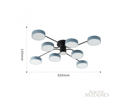 Потолочная люстра Ferrara 253039/8+1 Bk/Gr Arte Milano