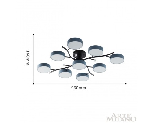 Потолочная люстра Ferrara 256606/8+1 Bk/Gr Arte Milano