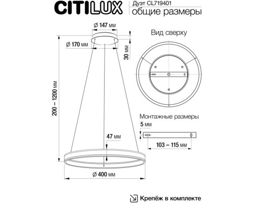 Подвесной светильник Дуэт CL719401 Citilux