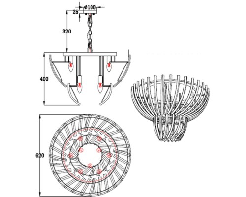 Потолочная люстра Calligo 4424-600 ti-gold/amber DeLight Collection