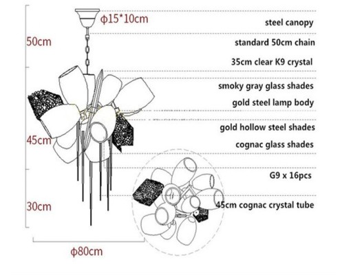 Подвесная люстра Britannica 8898P/AL gold/smoky DeLight Collection