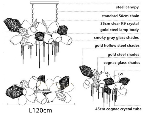 Подвесная люстра Britannica 8898P/BL gold/smoky DeLight Collection