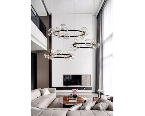 Подвесная люстра Art Deco Bubble KM1294P-24 black/clear DeLight Collection