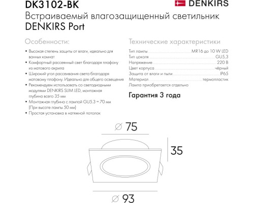 Точечный светильник PORT DK3102-BK Denkirs