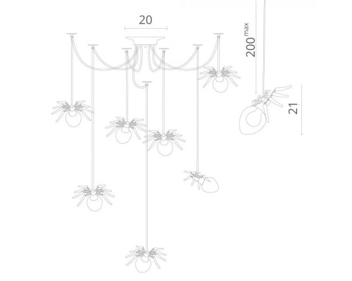 Подвесная люстра Ragno 1308/02 SP-7 Divinare