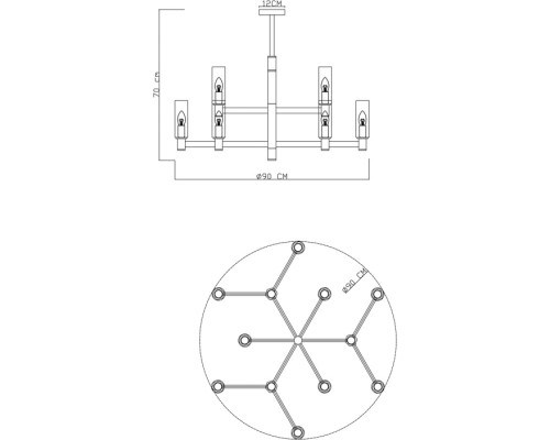 Потолочная люстра Barolo 2654/17 LM-12 Divinare